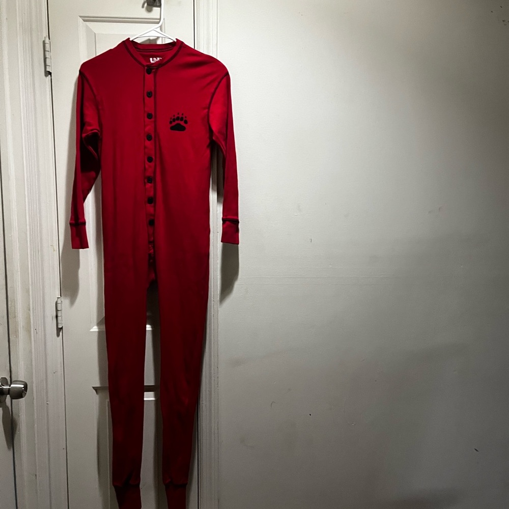 Lazy One Red Onesie With Bear Bum Design On Detac… - image 8